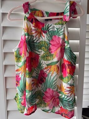 ADORA Pink Green Floral Print Top